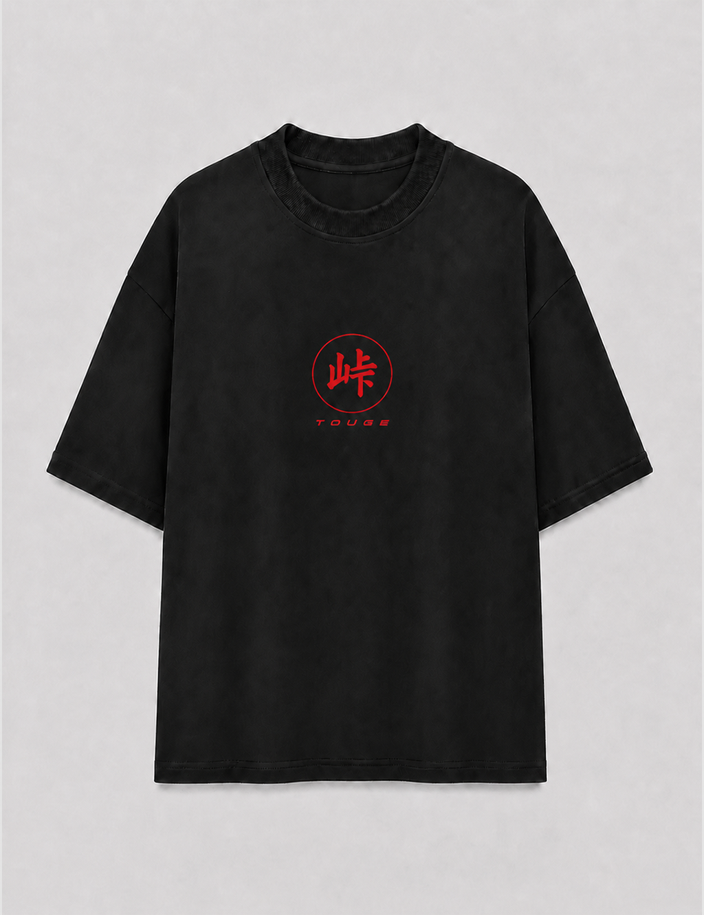 Camiseta Touge Mitsubishi Evolution preta, foto de frente