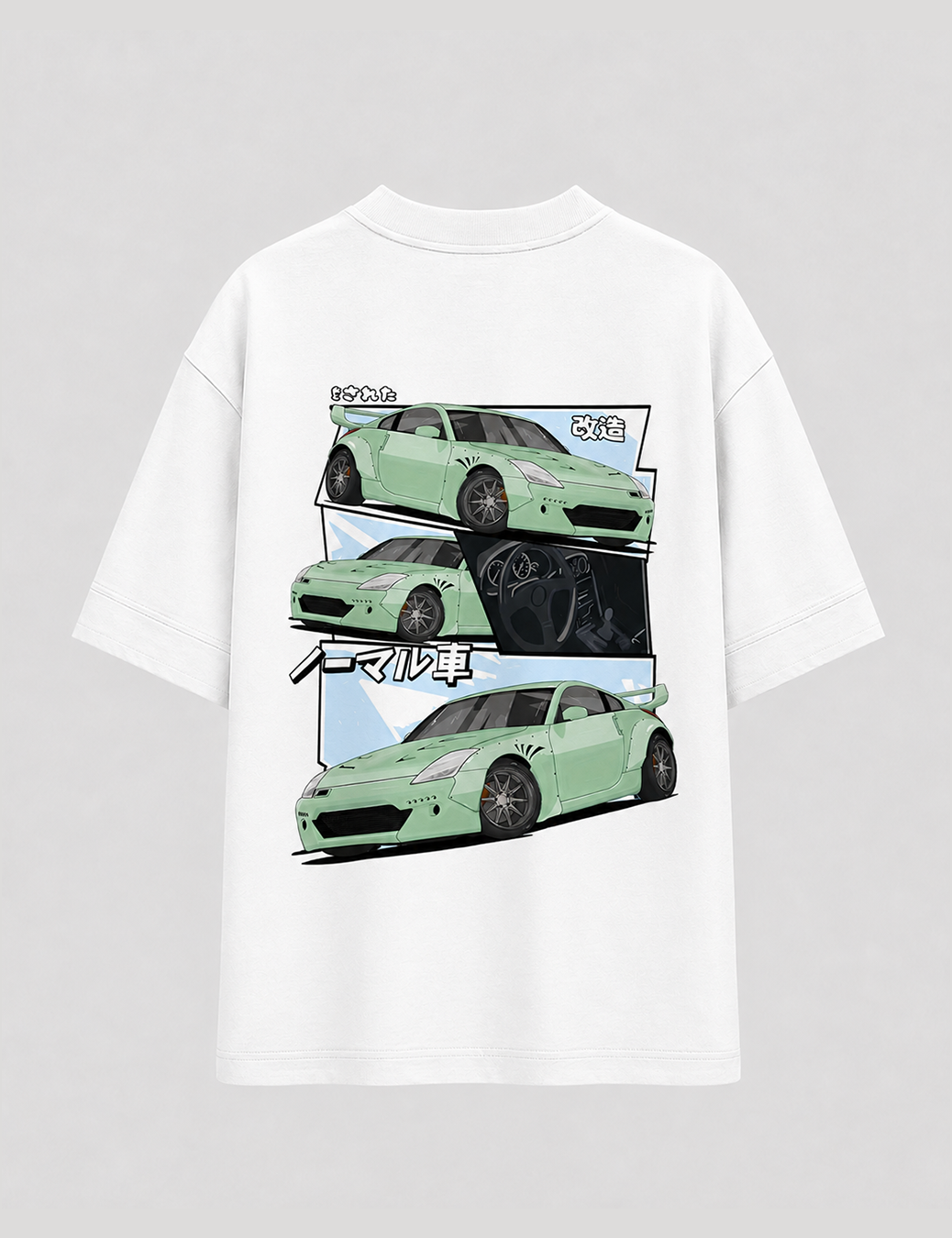 Camiseta Touge Nissan 350Z branca, estampa nas costas