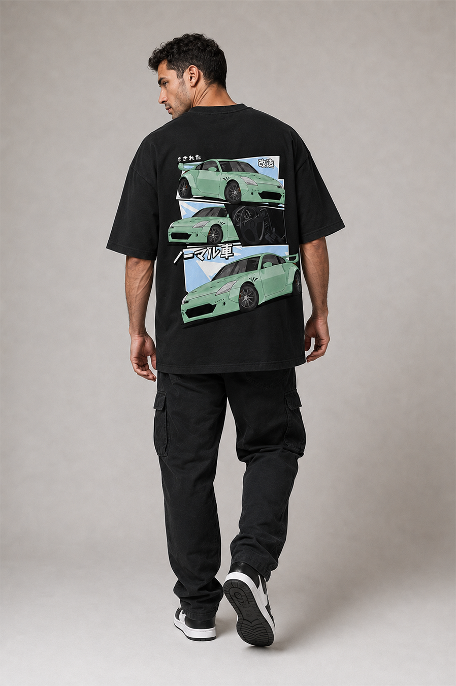 Camiseta Touge Nissan 350Z preta, foto no modelo