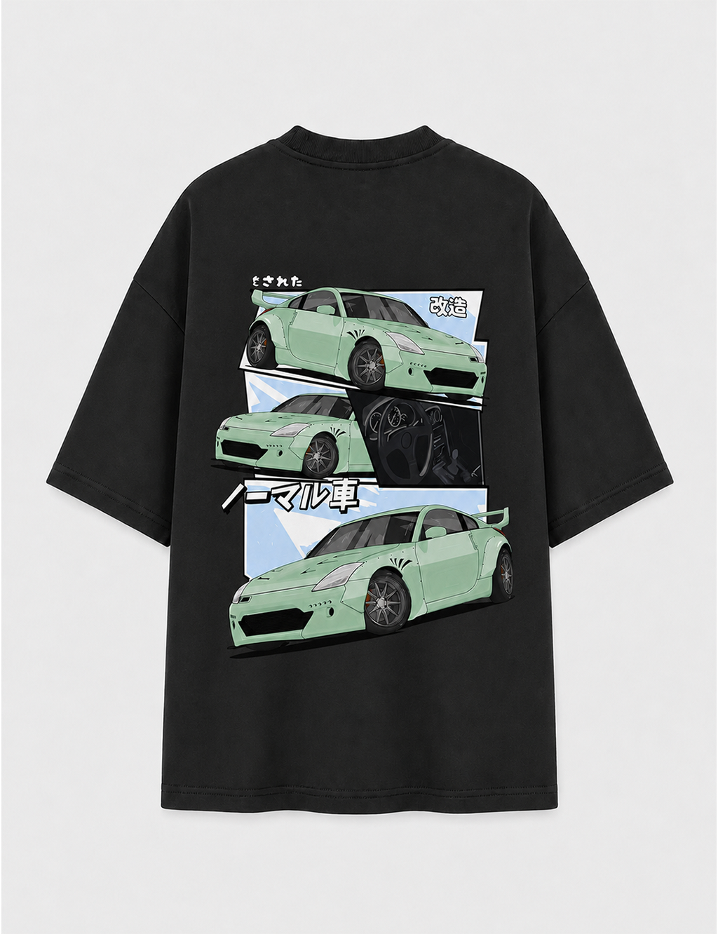 Camiseta Touge Nissan 350Z preta, estampa nas costas