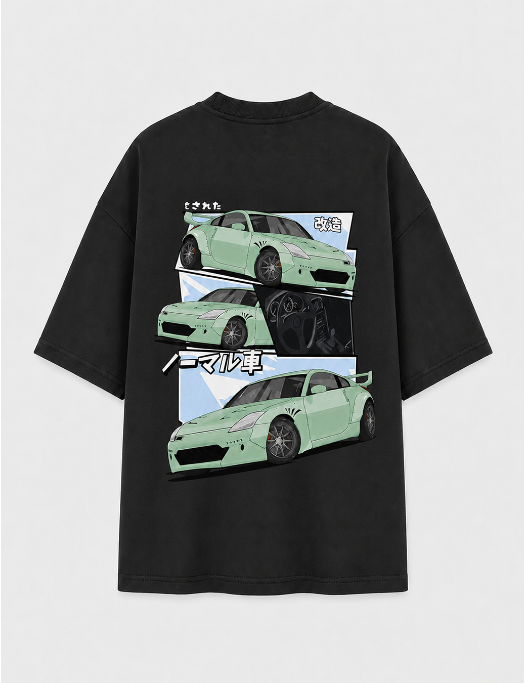Camiseta Touge Nissan 350Z preta, estampa nas costas