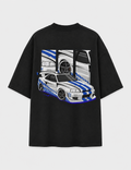 Camiseta Touge Nissan Skyline R34 preta, estampa nas costas